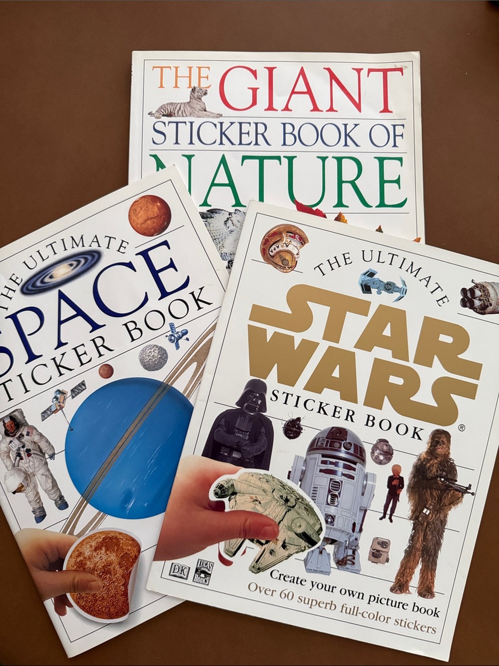 3-Reusable Sticker Books: Space, Star Wars, Giant Book of Nature